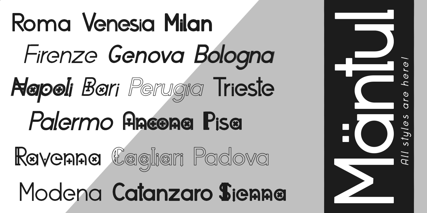 Przykład czcionki Mantul Pro Outline Italic
